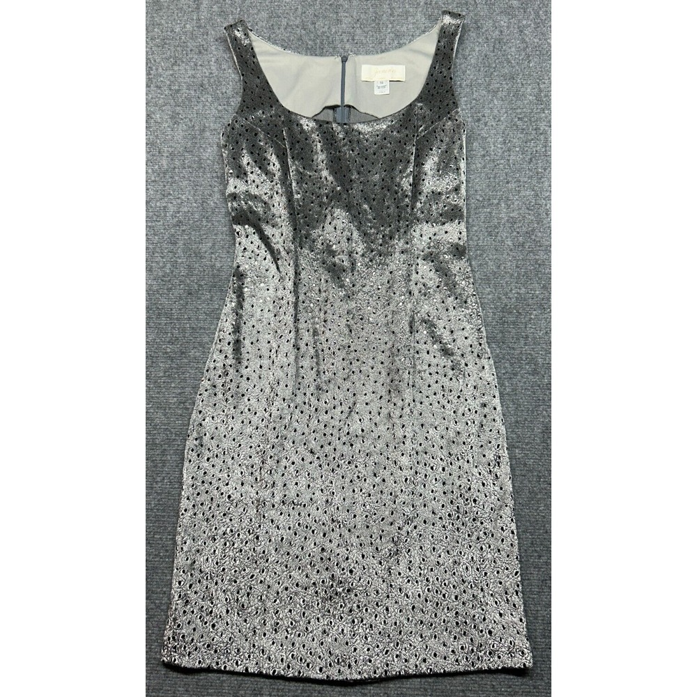 Janine Midi Dress Womens S Glossy Silver Mini Holes Scoop Neck Sleeveless Italy